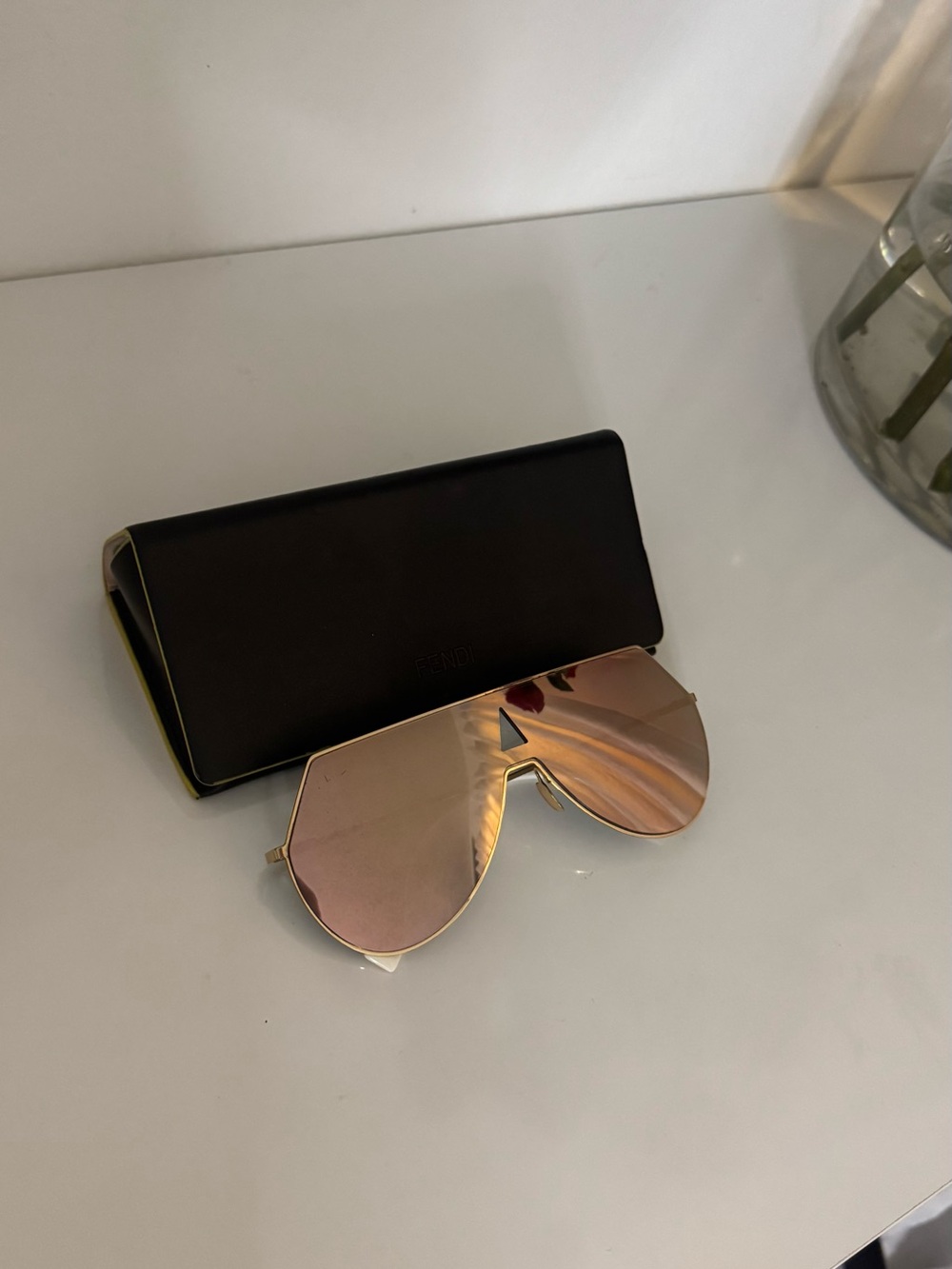 Fendi Oversized Shield Sunglasses - Rose Gold Mirror